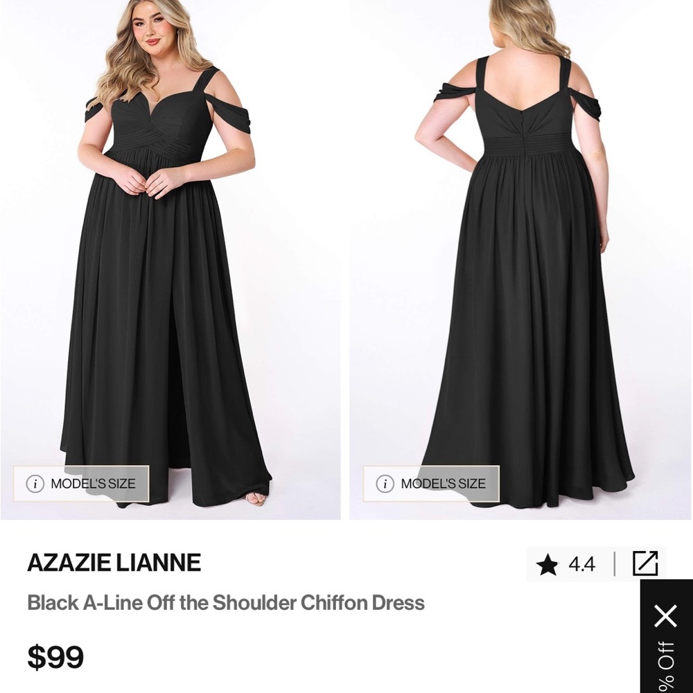 Azazie Lianne Black A-Line Off the Shoulder Chiffon Dress